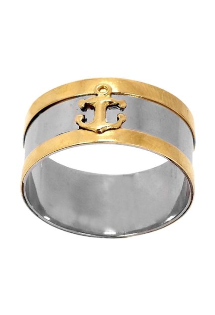 anillo acero y oro amarillo 18 ktes motivo ancla vista principal 142_0279-1