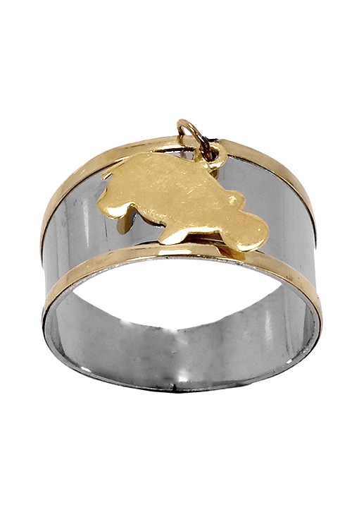 anillo acero y oro motivo hipopotamo precio de ocasion 142_0198-1