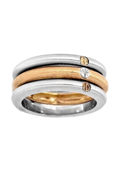 Sortija de acero y oro anti stress ocasión outlet 142_0011-17 (Anillos y sortijas)