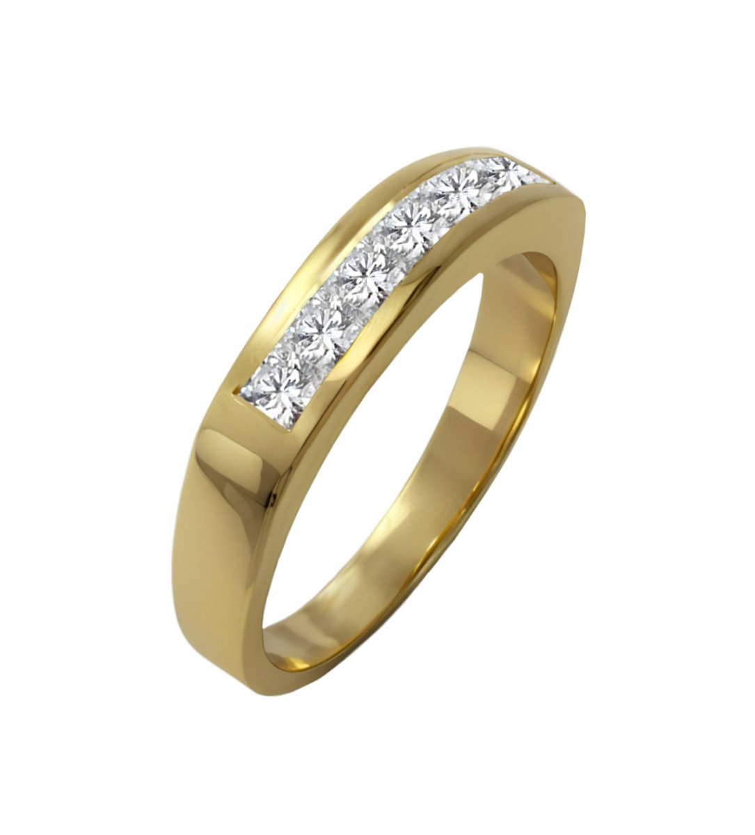 anillo de compromiso oro amarillo 18 ktes con diamantes talla carre foto lateral