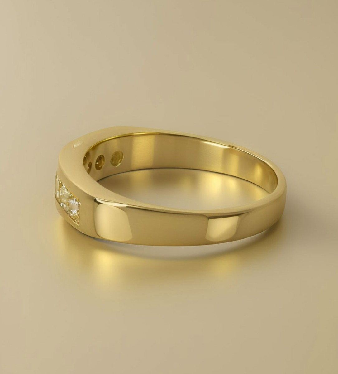 anillo de compromiso oro amarillo 18 ktes con diamantes talla carre foto render
