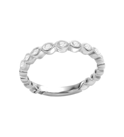 anillo oro blanco 18k con brillantes media alianza forma de trenza