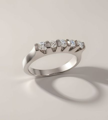 Anillo de compromiso media alianza de oro blanco diamantes - foto 3 - rfcia.065_0001318-00 foto renderizada