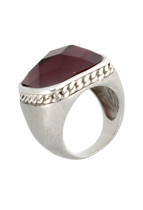 anillo de acero con amatista facetada acabado mate foto lateral 094_90023AM-M_01