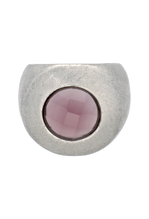 anillo de acero con amatista foto frontal precio outlet joyeria 094_90032_02