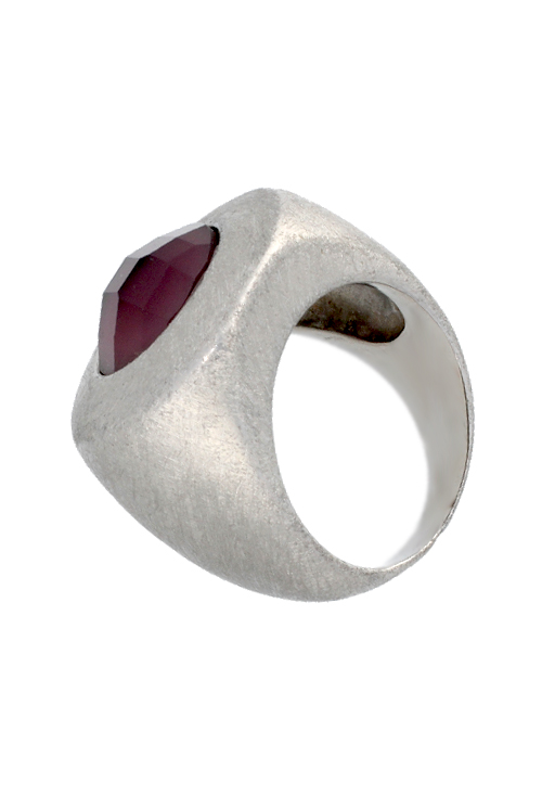 anillo de acero con amatista foto lateral precio outlet joyeria 094_90032_01