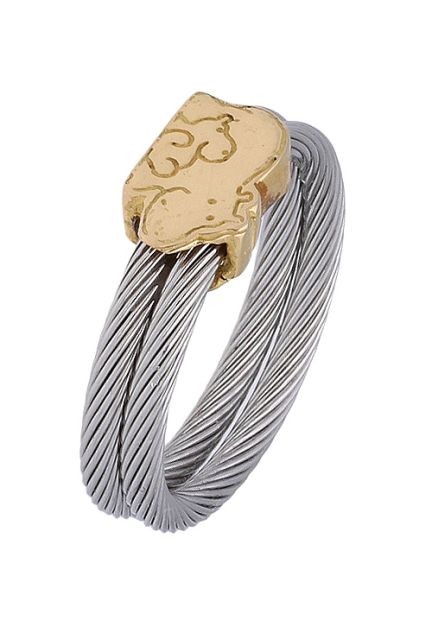 anillo de acero y oro amarillo 18 ktes motivo hipopotamo vista oblicua142_0492-1_01