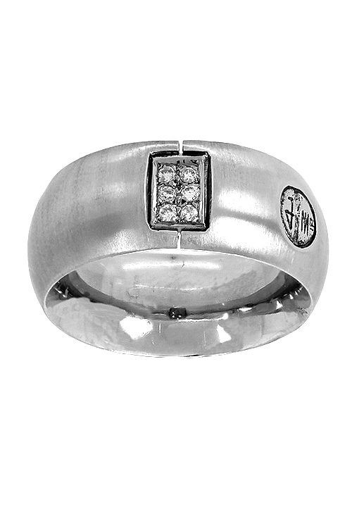 anillo de acero y oro blanco con diamantes foto frontal 142_0470-1