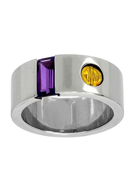 anillo de acero y oro con amatista vista frontal 142_0539-1M