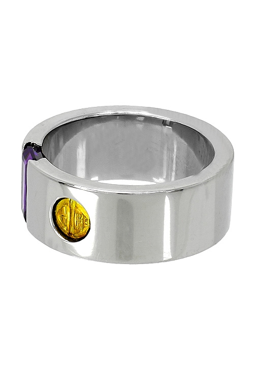 anillo de acero y oro con amatista vista lateral 142_0539-1M_02