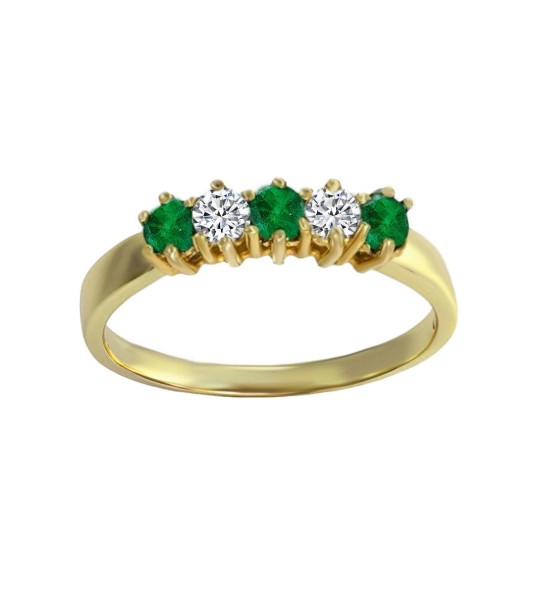 anillo de oro amarillo 18 ktes con esmeraldas y duiamante precio muy barato 005-09702-1-E