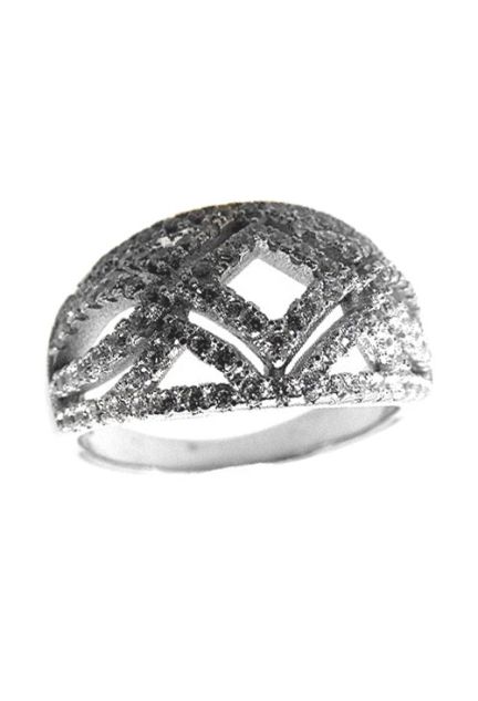 anillo de plata con circonitas modelo rombos