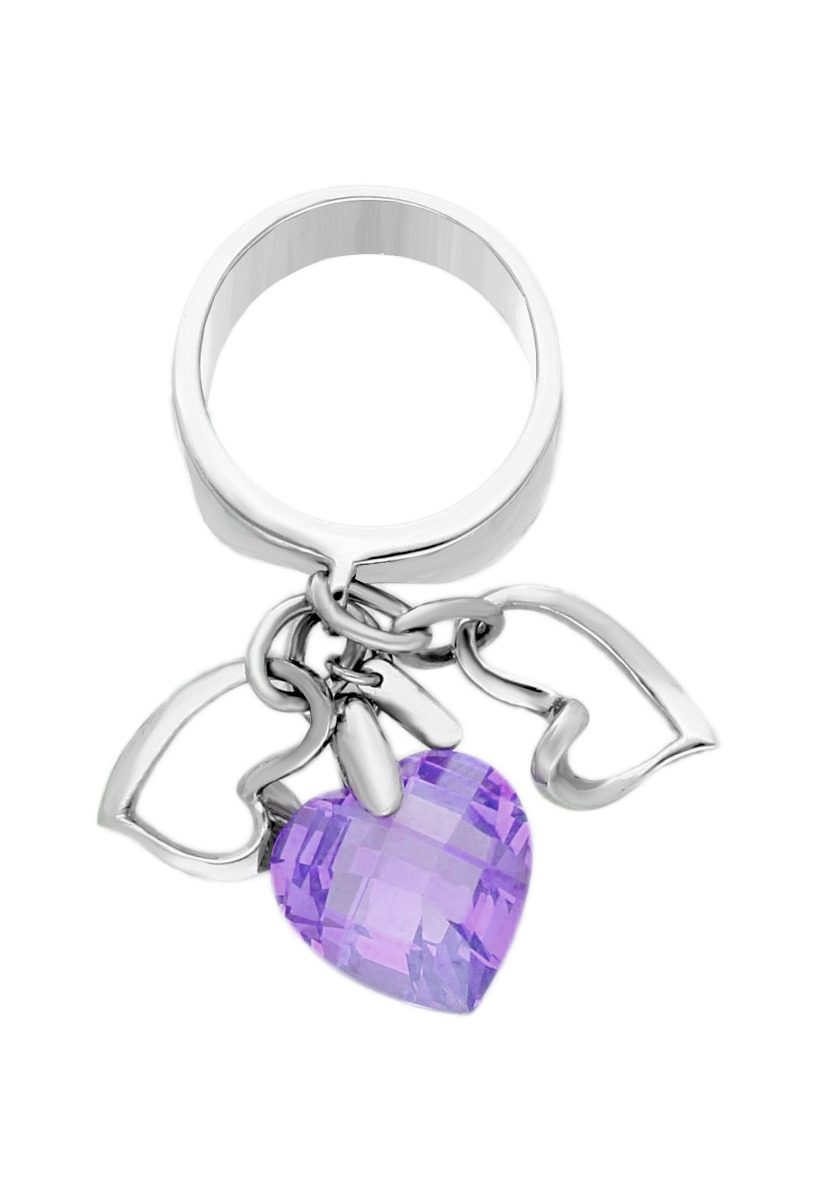 anillo de plata con fetiches corazones uno de ellos cuarzo color amatista foto para web toma principal cenital 103_SR006A08