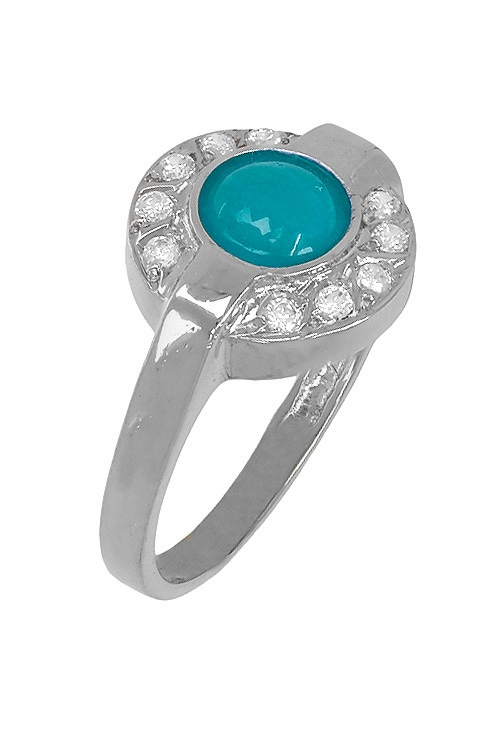 anillo mujer oro blanco 18 kilates con turquesa y circonitas precio barato especial joyeria online foto oblicua 146_1913-S-OB_01