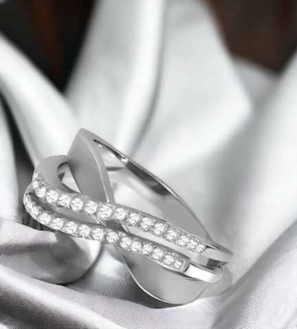 Anillo mujer oro blanco ley 18 ktes. con diamantes. 083_VILLA1101841 a precios baratos toma redes sociales