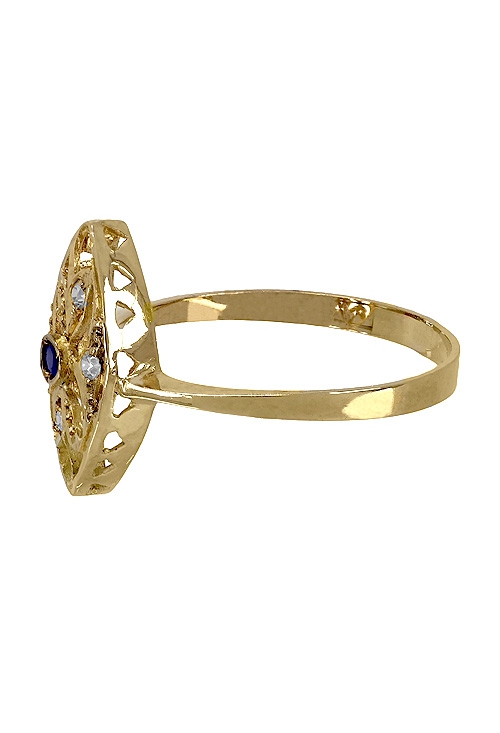 Anillo oro 18k, sortija con zafiro y circonitas, 036_S66471 joyas para mujer