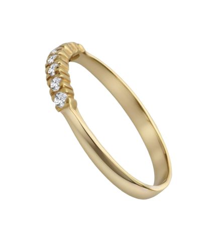 anillo media alianza oro amarillo y circonitas toma lateral