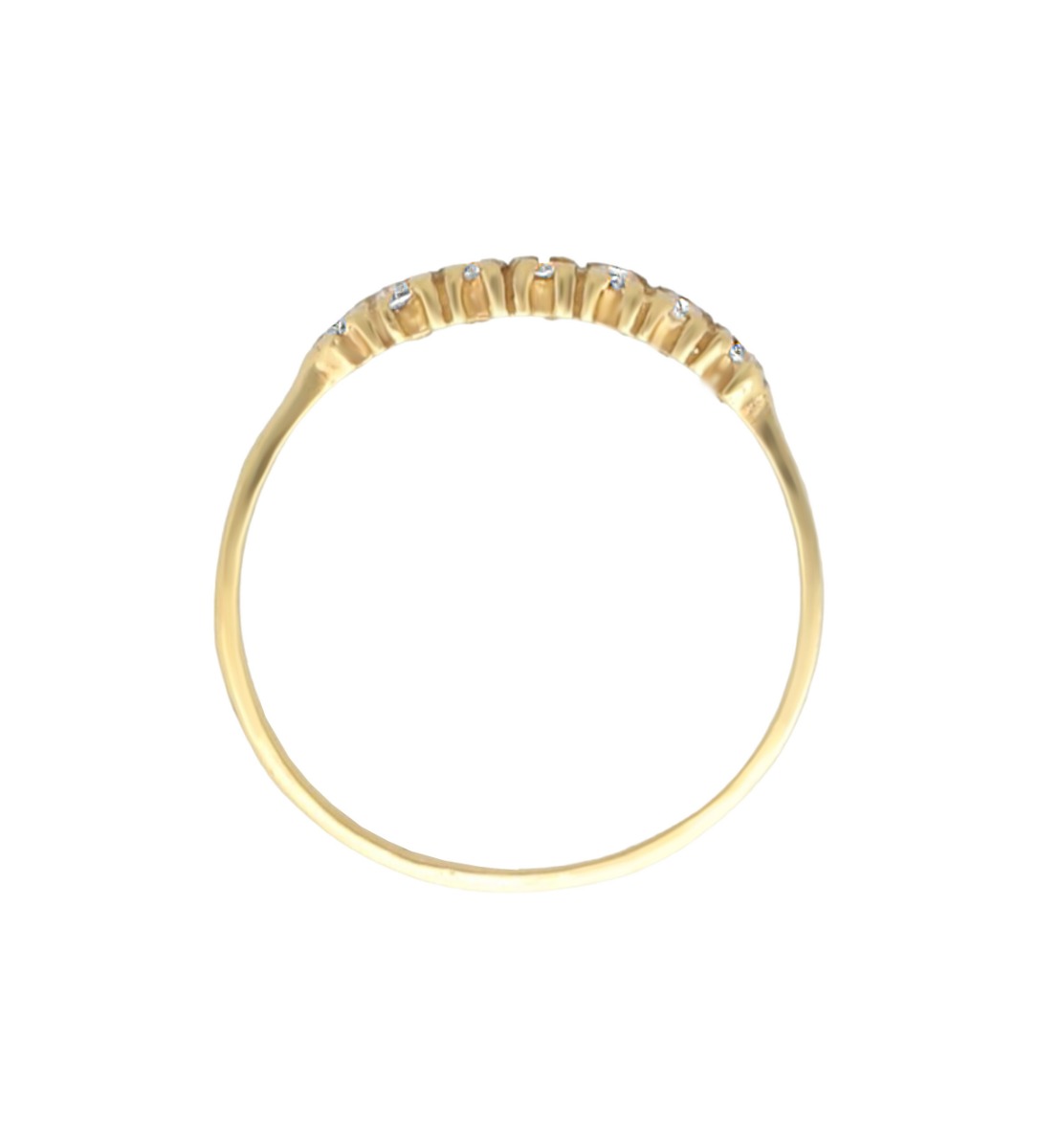 anillo media alianza oro amarillo y circonitas toma cenital