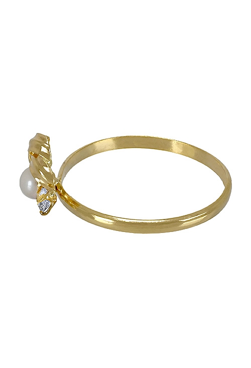 Anillo oro amarillo para niña, Perla y circonita, comunión. 098_3269-S venta de joyas de oro para celebraciones
