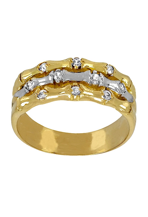 Anillo oro bicolor sortija con circonitas para mujer 139_0098-S precios baratos