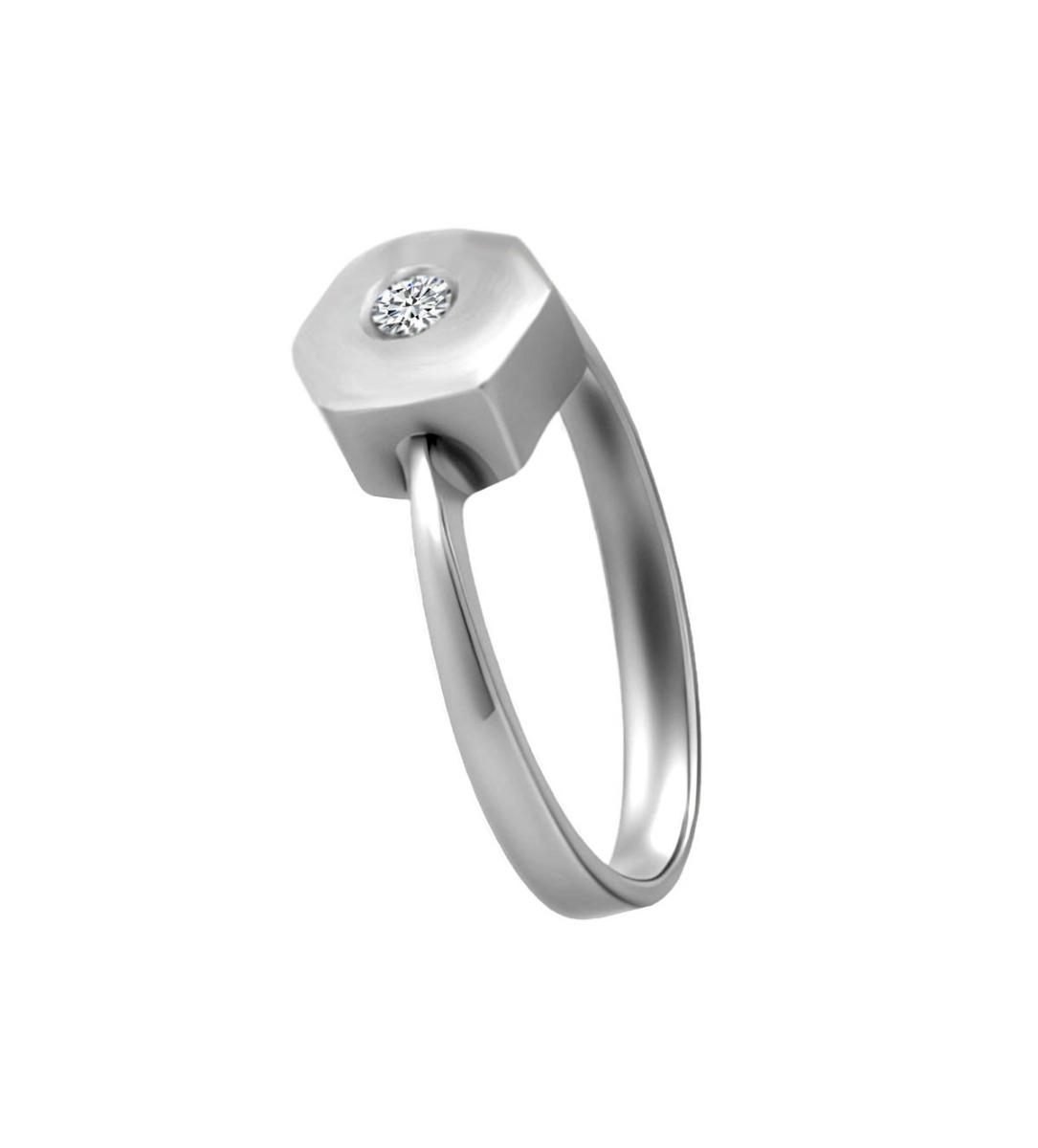 anillo oro blanco 18 kilates con diamante chaton hexagonal foto lateral 192_Z0192-OB_01