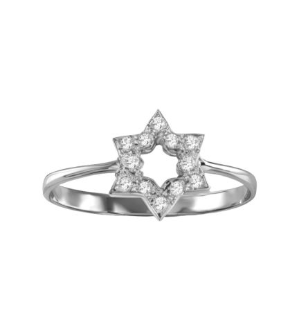 anillo oro blanco 18 ktes y diamantes forma de estrella foto frontal 192_Z0714-OB