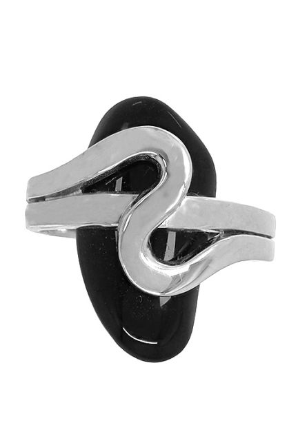 anillo oro blanco 18k y agata negra vista de frente precio especial joyeria online 167_4997-S