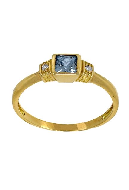 Anillo oro de ley sortija con topacio azul y circonitas. 141_00347SO ek rubí joyeros