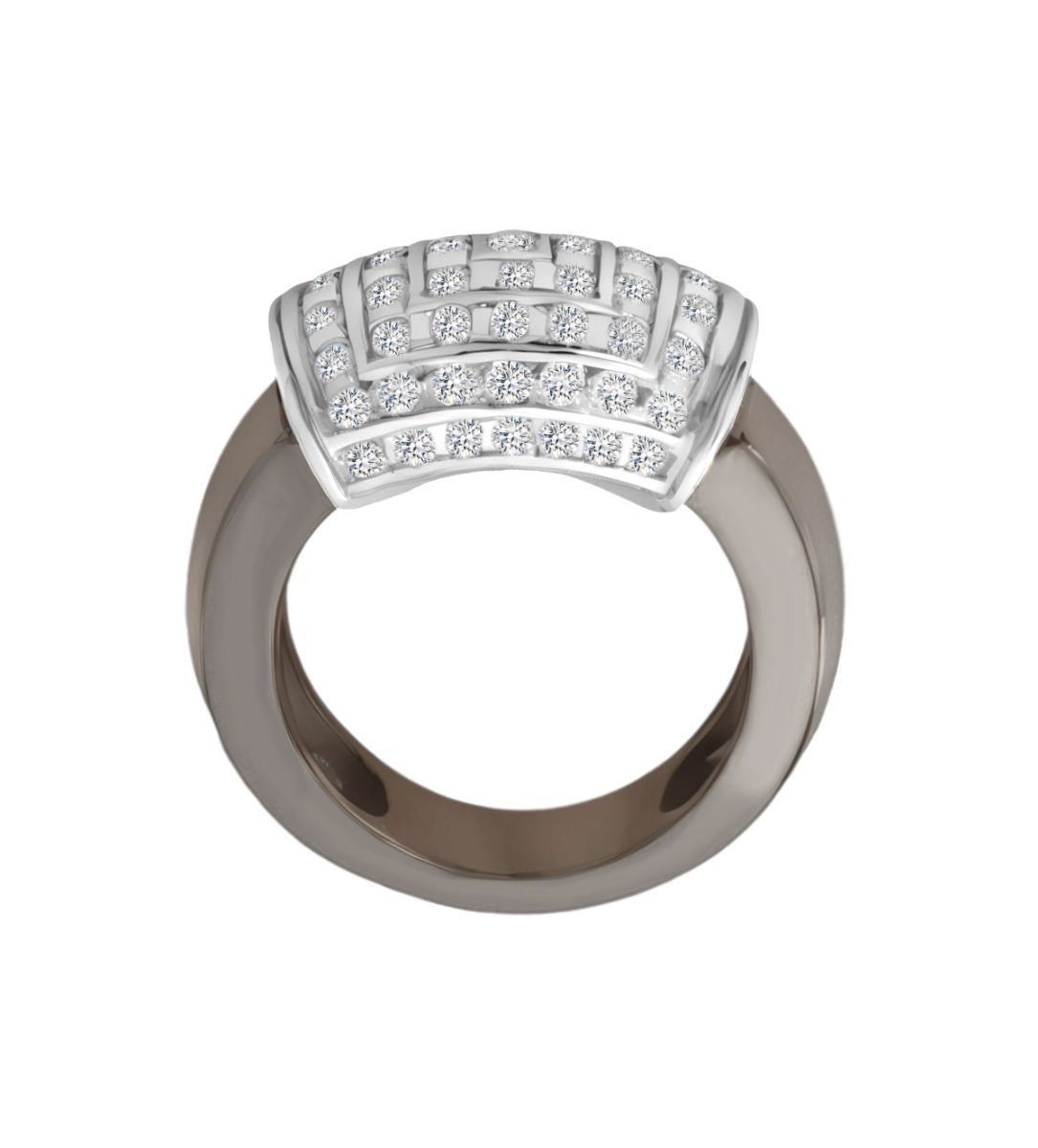 anillo oro blanco y negro 18 kilates con motivo de diamantes 111_4S-112 vista cenital