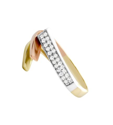 anillo oro tricolor 18k con diamantes foto lateral