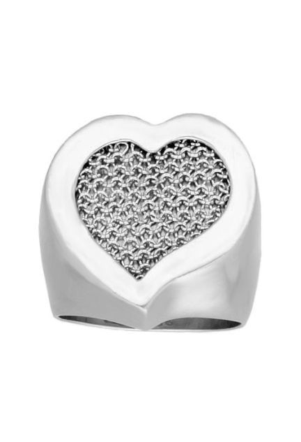 anillo plata corazon de malla toma frontal 213_M10004
