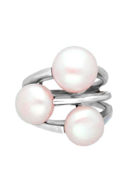 anillo de plata para mujer con 3 perlas cultivadas tipo boton precio especial muy barato para joyeria online