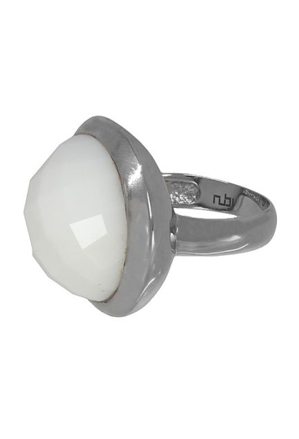 anillo plata piedra agata blanca cabujon toda facetada vista lateral 103_NSR431A_01