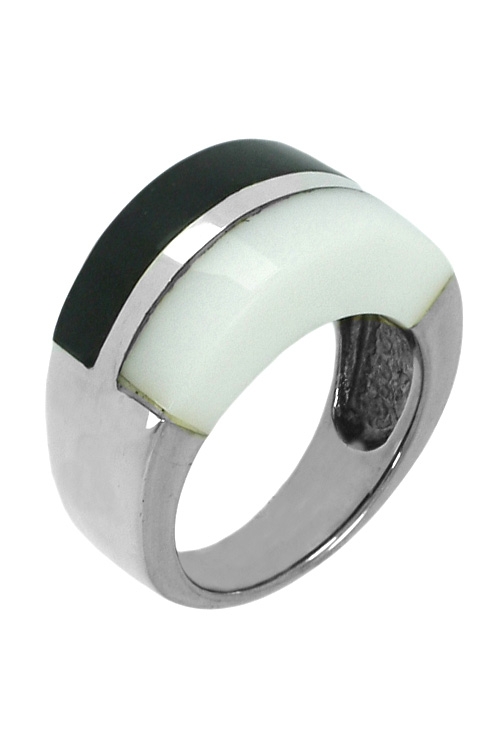 anillos de plata agata negra y agata blanca a precio outlet foto oblicua ra2123