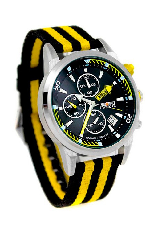 Reloj aviador rescate negro y amarillo