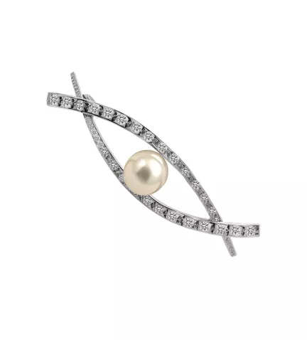 broche de plata con circones y perla