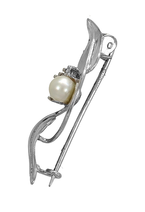 broche solapa oro blanco 18 kilates perla cultivada y diamantes vista lateral 192_Z7012_01
