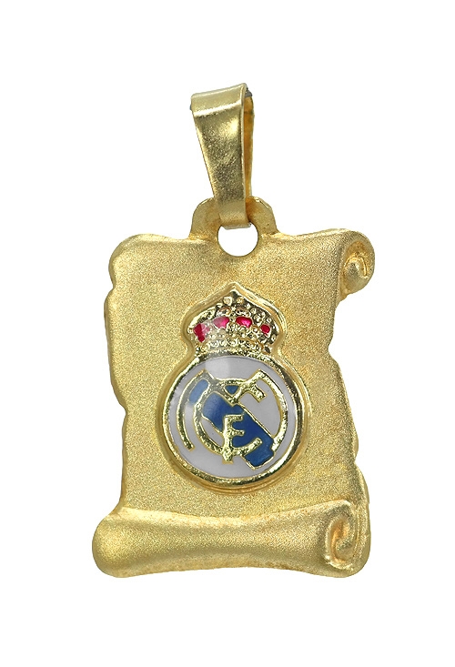 chapa identidad oro amarillo 18 ktes escudo esmaltado del real madrid