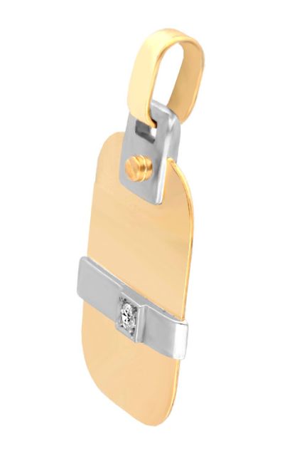 chapa identidad oro bicolor 18 kilates con circonita fotografia lateral 146_3867