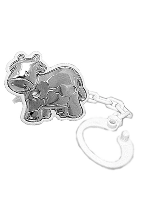 Chupetero para bebe en plata ley figura vaca, regalos para bautizos venta online a precios baratos 088_005136-B
