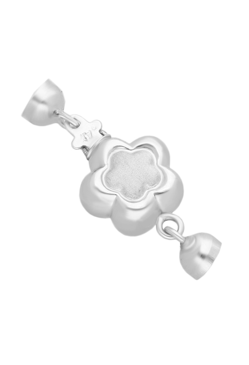 cierre collar con casquillas oro blanco 18 kilates motivo flor mate brillo vista principal