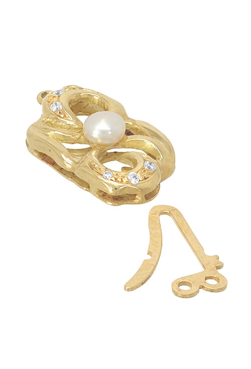 cierre collar oro amarillo 18 kilates con perla cultivada y circonitas 2 vueltas foto cierre separado 146_3108_03