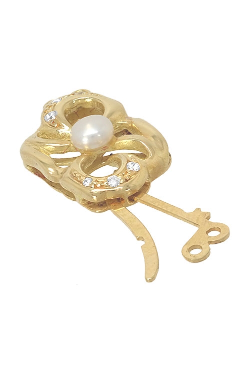 cierre collar oro amarillo 18 kilates con perla cultivada y circonitas 2 vueltas foto con cierre 146_3108_02