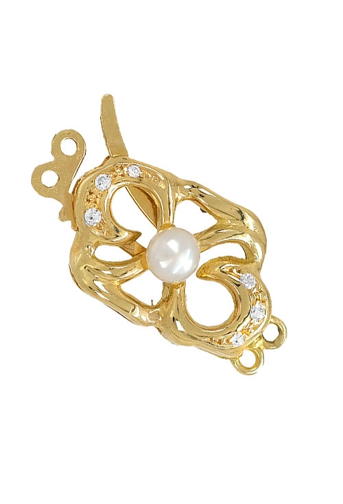 cierre collar oro amarillo 18 kilates con perla cultivada y circonitas 2 vueltas foto frontal 146_3108