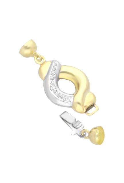 cierre collar oro bicolor 18 kilates para varios hilos vista cierre fuera