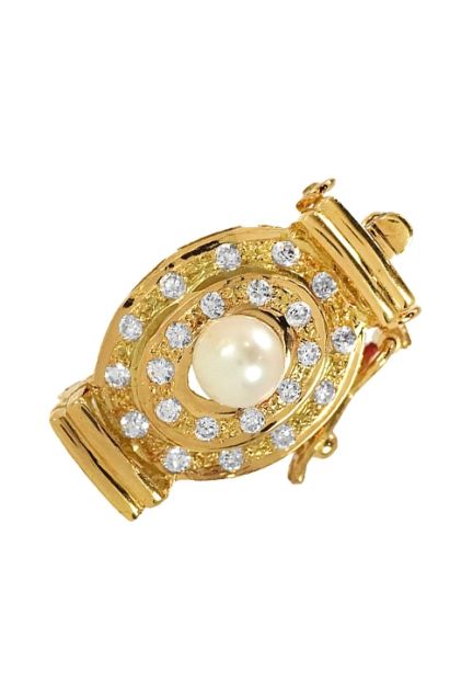 cierre de collar para una vuelta perla cultivadas circonitas y oro amarillo 18 ktes.173_1742-P