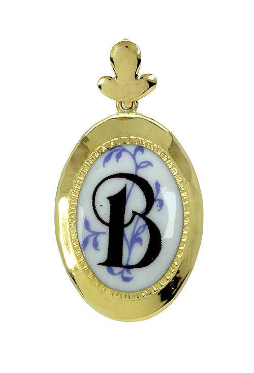 Colgante oro amarillo 18K, inicial -B-en ceramica - foto 3 - rfcia.037_7000-B