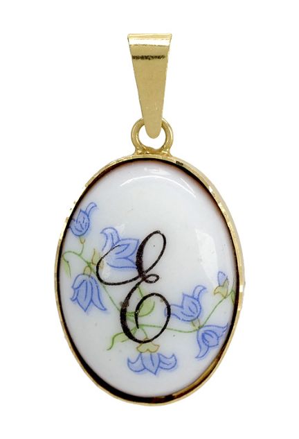 Colgante de oro, inicial E de porcelana - foto 04 - rfcia 002_8463E