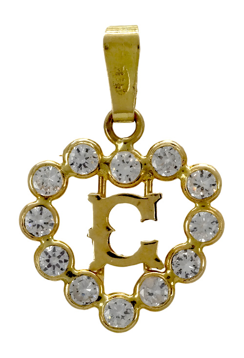 colgante de oro amarillo inicial C corazón con circonitas 141_01141C foto 2