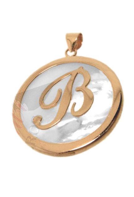 colgante de plata chapada en rose inicial b sobre nacar precio barato joyeria online 260_138050r-b